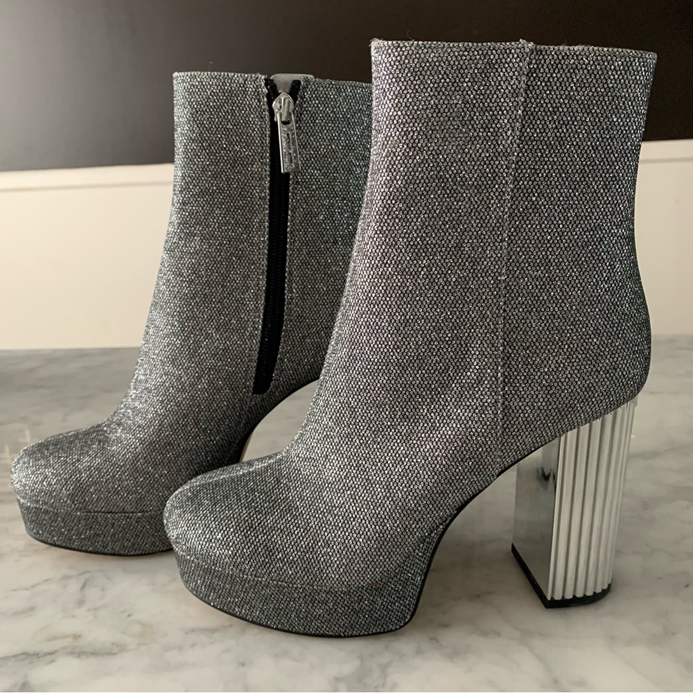 Michael Kors Glitter Silver Heeled Boots